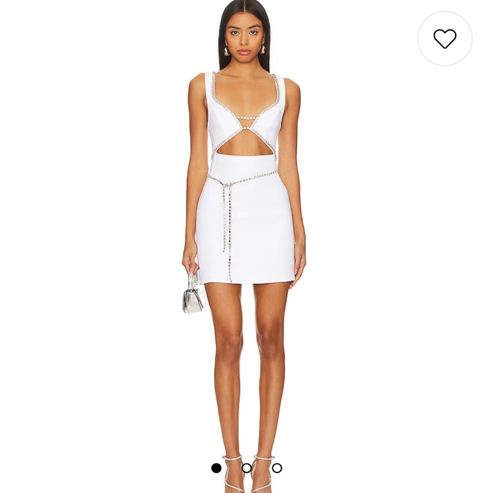 MAJORELLE White Cutout Mini Dress with Chain Trim